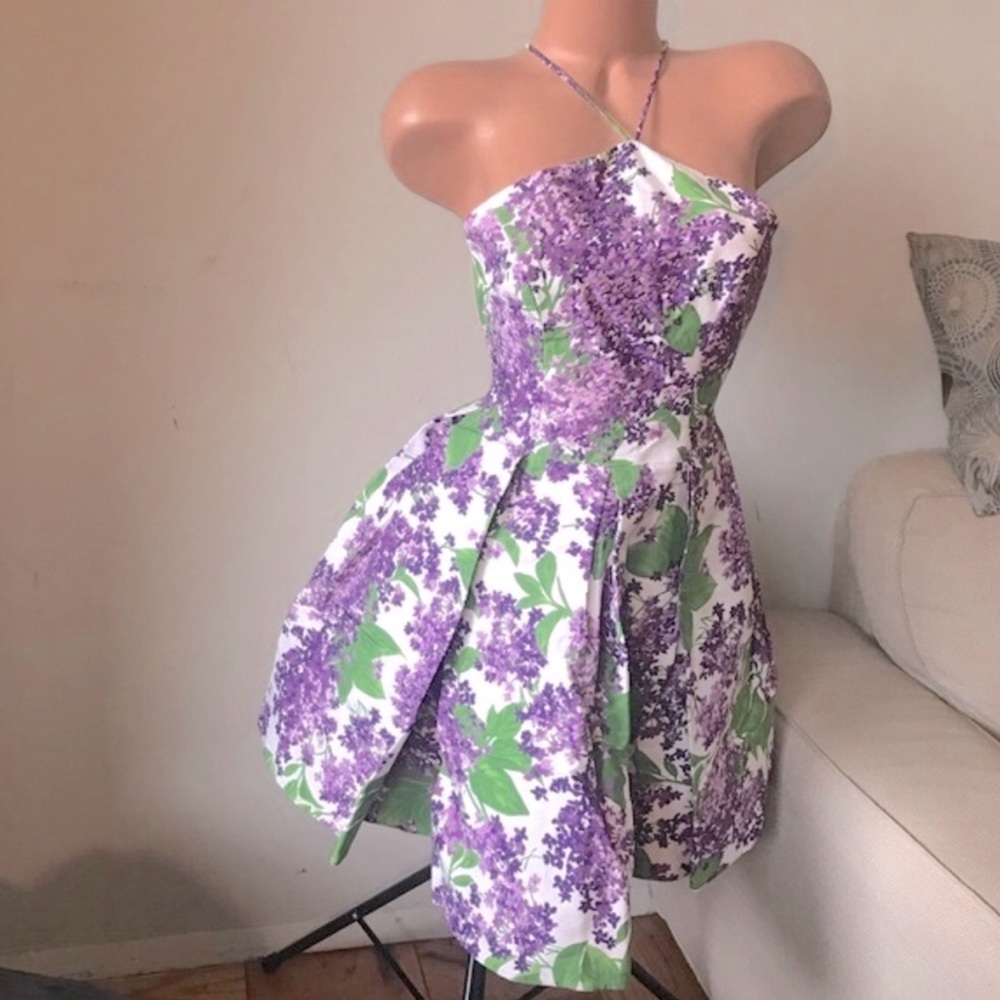 Michael Kors - Lilac Halter Dress in Purple and Green